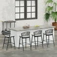 thumbnail image 1 of Amara Modern Outdoor Patio Barstools, Iron Frame, Scallop-Shaped Backrest, Matte Black, Set of 4, 1 of 10
