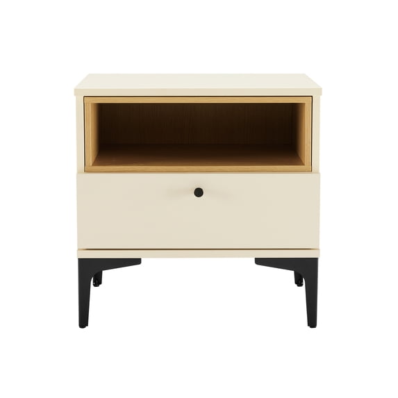 Amara Nightstand in Cream and Natural Oak made from Engineered Wood