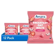 12 pack Amara Organic Breakfast Oat Melts Strawberry Baby Snack, No Added Sugar, Stage 2, 7g