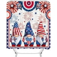 thumbnail image 1 of Amarainy 4th of July Gnomes Shower Curtain, Patriotic Memorial Day Independence Day American Flag Red Blue Stars Flower Trucks Sunflowers Shower Curtain Set for Bathroom Decor 72x72 inch, 1 of 5