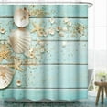 thumbnail image 1 of Amarainy Beach Ocean Shower Curtain Cute Starfish Seashell Decorative Coastal Nautical Theme Bath Curtain Turquoise Blue Bathroom Shower Curtains with Hooks, Waterproof,72x 72 inch, 1 of 5
