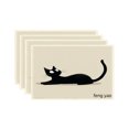 thumbnail image 1 of Amarainy Black Cat Design Linen Table Mats Set of 4 for Home Kitchen Table Decor 12x18 inch, 1 of 5