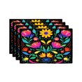 thumbnail image 1 of Amarainy Colorful Floral Embroidery Design Linen Table Mats Set of 4 for Home Kitchen Table Decor 12x18 inch, 1 of 5