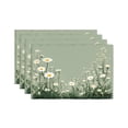 thumbnail image 1 of Amarainy Daisy Garden Green Linen Table Mats Set of 4 for Home Kitchen Table Decor 12x18 inch, 1 of 5