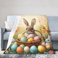 thumbnail image 1 of Amarainy Easter Bunny With Colorful Eggs Flannel Blanket For Winter Gift Home Sofa Bed Decoration 50x60 inch, 1 of 5