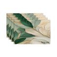 thumbnail image 1 of Amarainy Elegant Leaf Pattern Linen Table Mats Set of 4 for Home Kitchen Table Decor 12x18 inch, 1 of 5