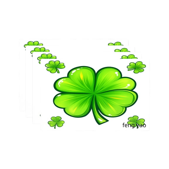 Amarainy Four Leaf Clover Design Table Mats Set of 4 for Home Kitchen Table Decor 12x18 inch