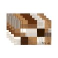 thumbnail image 1 of Amarainy Geometric Brown And Beige Patchwork Design Linen Table Mats Set Of 4 For Home Kitchen Table Decor 12x18 inch, 1 of 5