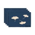 thumbnail image 1 of Amarainy Ginkgo Leaf Embroidered Navy Blue Linen Table Mats Set of 4 for Home Kitchen Table Decor 12x18 inch, 1 of 5