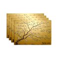 thumbnail image 1 of Amarainy Golden Plum Blossom Tree Design Linen Table Mats Set of 4 for Home Kitchen Table Decor 12x18 inch, 1 of 5