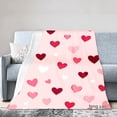 thumbnail image 1 of Amarainy Heart Pattern Flannel Blanket Pink Red White Love Design Soft Cozy Throw For Winter Gift Home Sofa Bed Decoration 50x60 inch, 1 of 5
