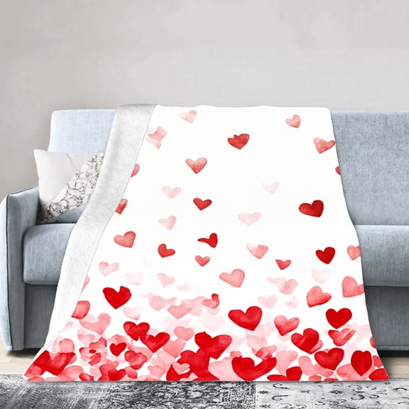 Amarainy Heart Pattern Flannel Throw Blanket For Winter Gift Home Sofa Bed Decoration 60x80 inch