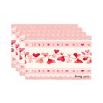 thumbnail image 1 of Amarainy Heart Pattern Pink Linen Table Mats Set of 4 for Home Kitchen Table Decor 12x18 inch, 1 of 5