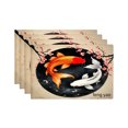 thumbnail image 1 of Amarainy Koi Fish And Cherry Blossom Design Linen Table Mats Set Of 4 For Home Kitchen Table Decor 12x18 inch, 1 of 5