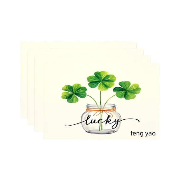 Amarainy Lucky Clover Design Table Mats Set Of 4 For Home Kitchen Table Decor 12x18 inch