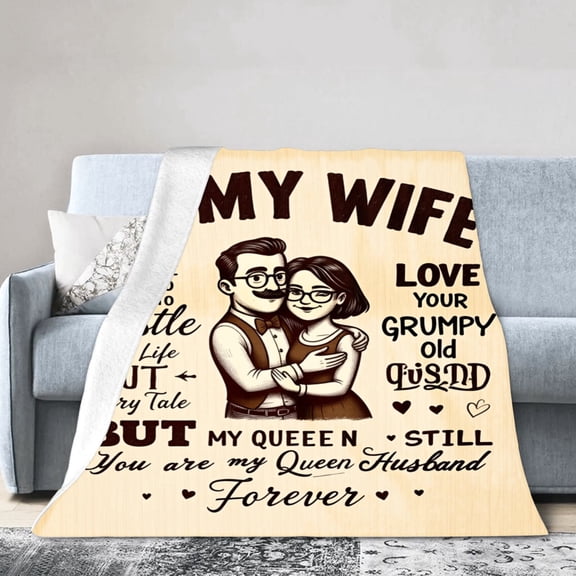 Amarainy My Wife Love Your Grumpy Old Husband Queen Forever Flannel Throw Blanket For Winter Gift Home Sofa Bed Decoration 60x80 inch