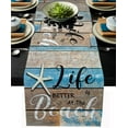 thumbnail image 1 of Amarainy Ocean Coastal Starfish Decorative Linen Table Runner 13x72 inch for Kitchen Dining Wedding Party and Home Decor, Retro Wood Grain Life is Better at The Beach, 1 of 5