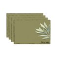 thumbnail image 1 of Amarainy Olive Green Leaf Pattern Linen Table Mats Set of 4 for Home Kitchen Table Decor 12x18 inch, 1 of 5
