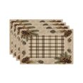 thumbnail image 1 of Amarainy Pine Cone Plaid Design Linen Table Mats Set of 4 for Home Kitchen Table Decor 12x18 inch, 1 of 5