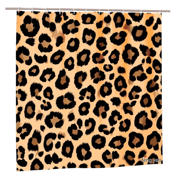 Amarainy Polyester Shower Curtain Leopard Print Pattern For Home Bathroom Bath Tub Decoration 72x72 inch