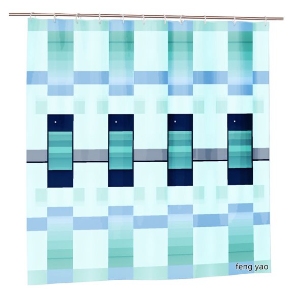 Amarainy Polyester Shower Curtain With Pixel Art Design For Home Bathroom Bath Tub Decoration 72x72 inch