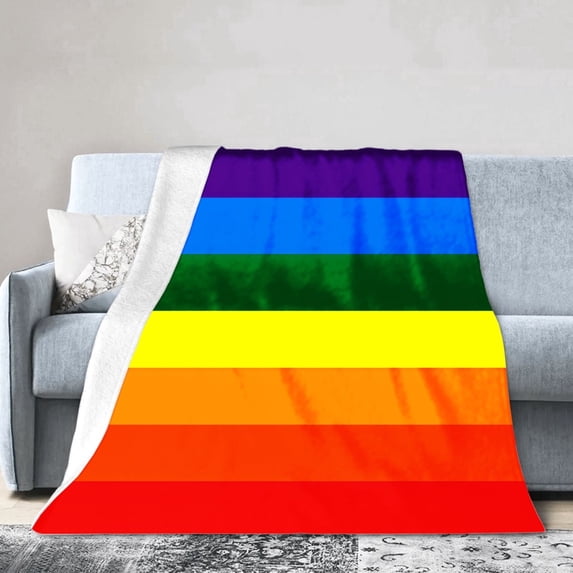 Amarainy Rainbow Fleece Throw Blanket For Winter Gift Home Sofa Bed Decoration 50x60 inch