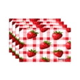 thumbnail image 1 of Amarainy Strawberry Red Checkered Pattern Table Mats Set Of 4 For Home Kitchen Table Decor 12x18 inch, 1 of 5