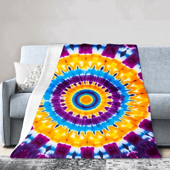 Amarainy Tie Dye Throw Blanket Colorful Spiral Pattern Flannel Throw For Winter Gift Home Sofa Bed Decoration 50x60 inch