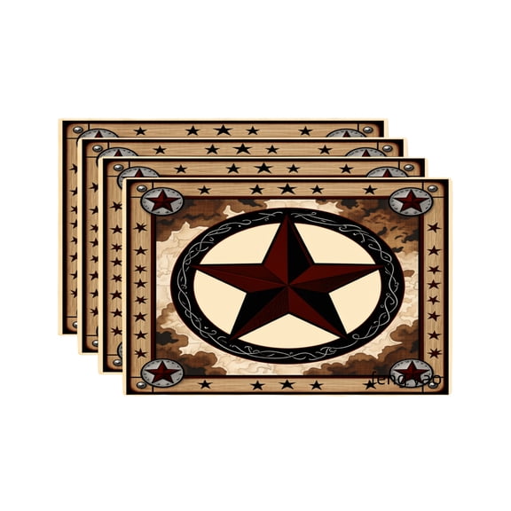 Amarainy Western Star Design Table Mats Set Of 4 For Home Kitchen Table Decor 12x18 inch