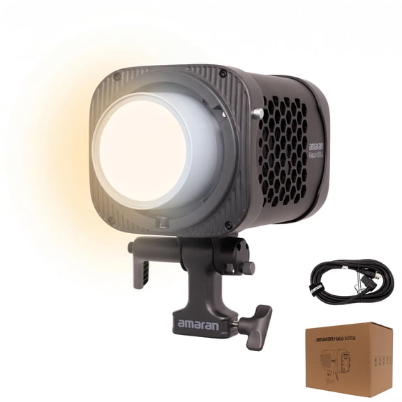Amaran Halo 600x Bi-Color COB Video Light, 2700K-6500K LED Continuous Output Lighting, 32500 Lux @ 1m, CRI 96+ TLCI 97+, All-in-One Studio Monolight for Photography, Livestream, Video Production