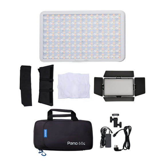 Amaran Pano 60c White Panel Light All-In-One Creator Kit with 12 Lighting Effects (US) Bundle with Barn Door (2 items)