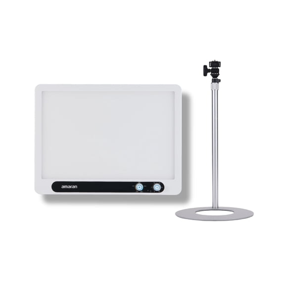Amaran Verge Edge-Lit LED Panel Light Flicker-Free Eye-Safe (White, US) Bundle with Desk Stand (2 Items)