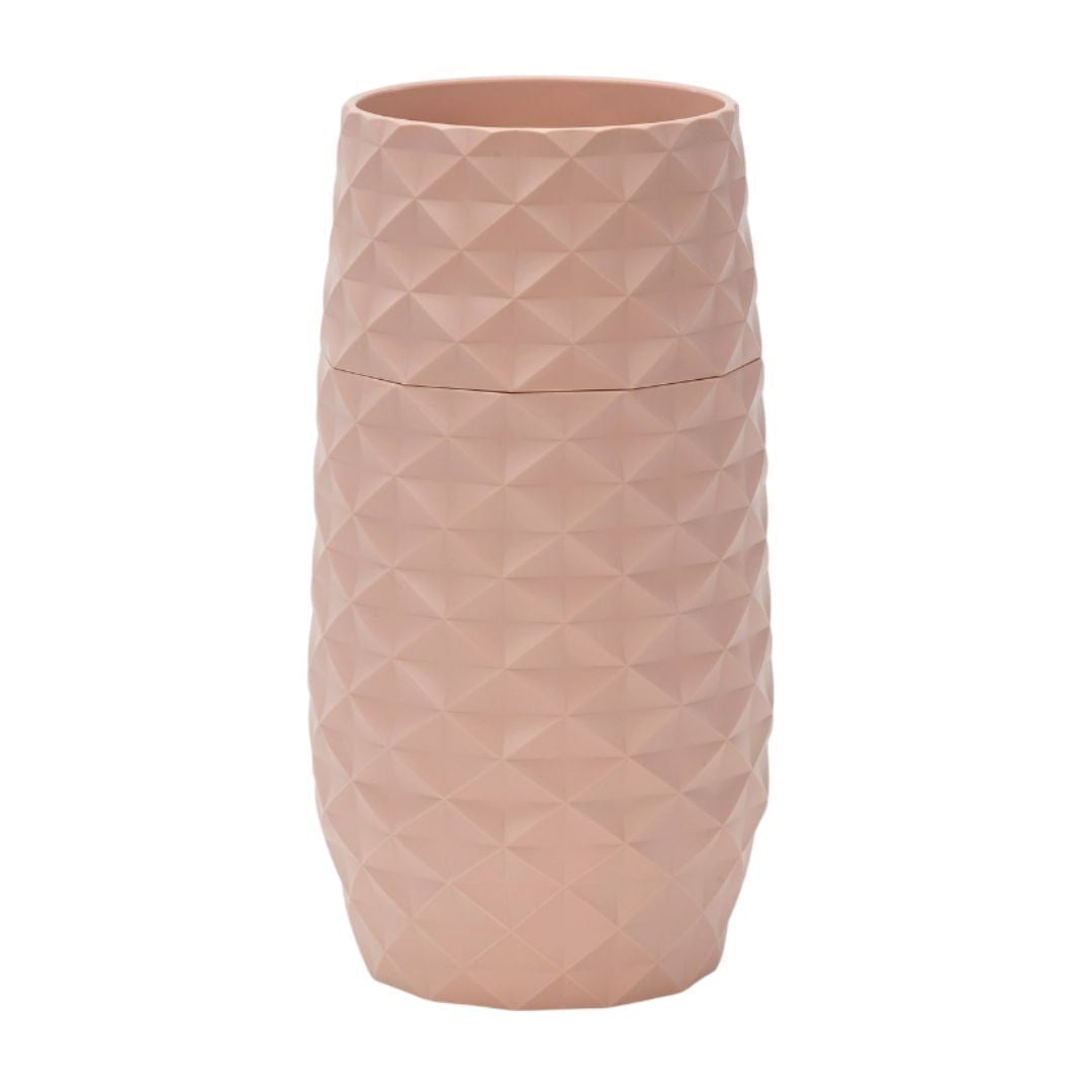 Blush Pink Diamond Pattern Plastic Vase with Marble Blend