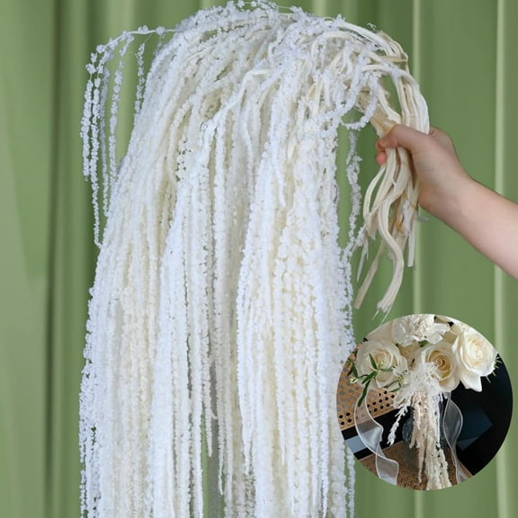 Amaranthus Hanging Flowers,TGY Dried Bleached Hanging Vine Flowers for Wall Decoration,5Pack Portable Arch Decor for Wedding,Home,White