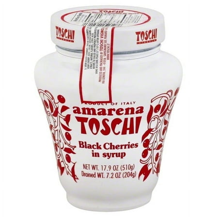 Toschi Amarena Vignola Black Cherries in Syrup, 17.9 oz Jar, Cherry Flavor