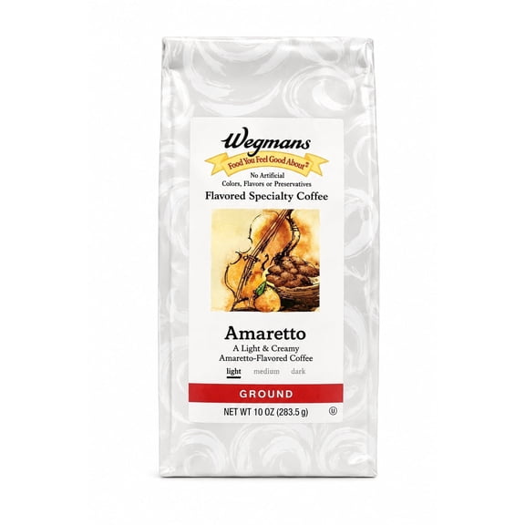 Amaretto Flavored Ground Arabica Coffee Light Roast, Wegmans 10oz pack of 1