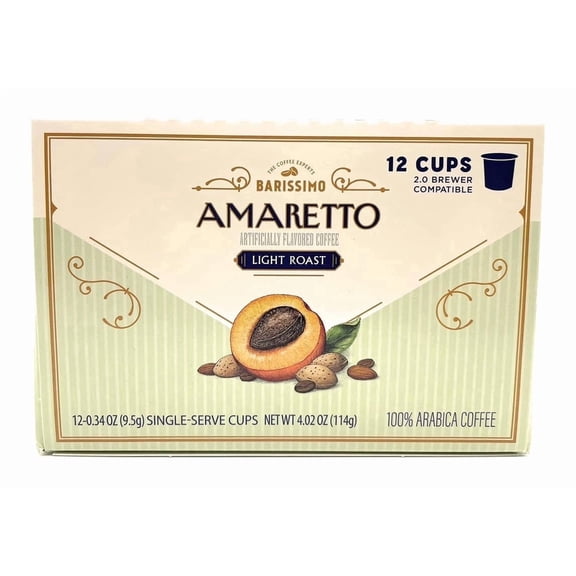 Amaretto Light Roast Arabica Coffee K-Cup Compatible,12 Single Serve Cups, Barissimo 4.02oz/114g 1 Box