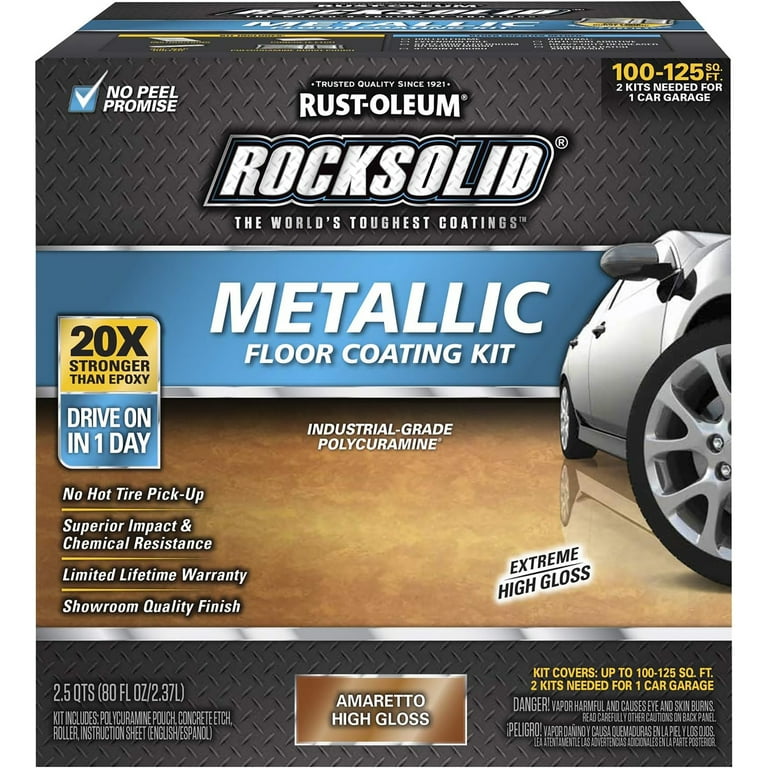 Rust-Oleum 299741 RockSolid Polycuramine Metallic Floor Coating Amaretto 70oz Kit (need 2 for 1 Car Garage) Rust-Oleum 299741 RockSolid Polycuramine Metallic Floor Coating Amaretto 70oz Kit (need 2 for 1 Car Garage)