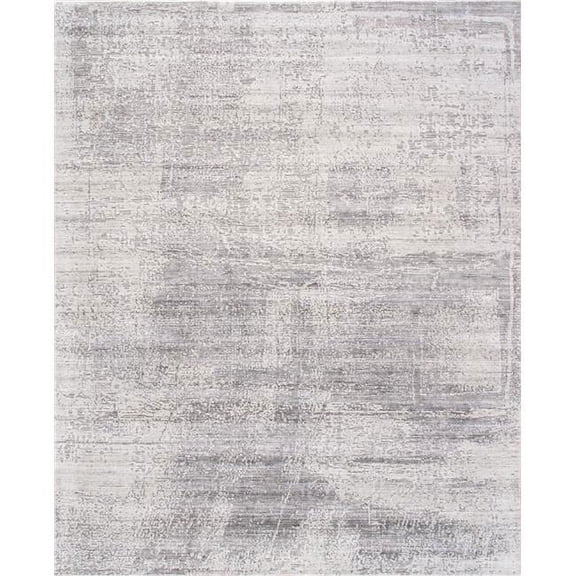 Amari Collection Hand-Loomed Bsilk & Wool Silver Area Rug