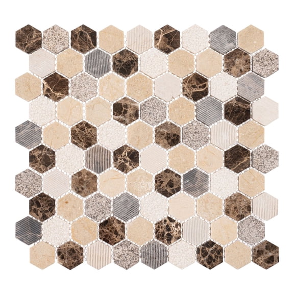 Amarillo 1-in. Honeycomb Patterned Look Honed Natural Stone Wall & Floor Mosaic Tile