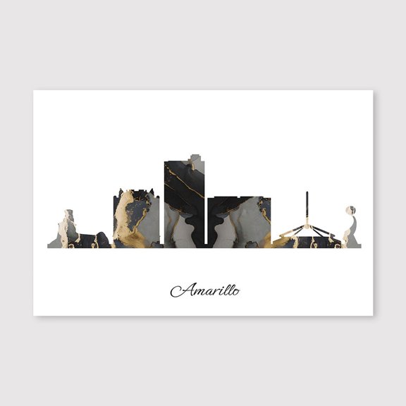 Amarillo Skyline Country Map Poster – Elegant Contemporary Canvas Artwork – 8x12 inch