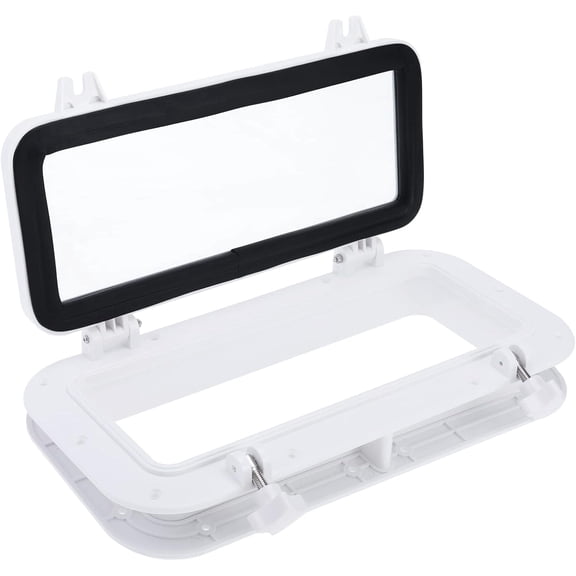 Amarine Made Boat Yacht Rectangle Opening Portlight Porthole 15-3/4" x 7-7/8" Replacement Window Port Hole - ABS Tempered Glass, Color: White, Black