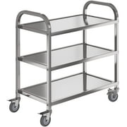 Amarite 3-tier Stainless Steel Cart with Wheels, Home, Kitchen Serving Cart, 400 Pounds, 1mm Thick, Silver