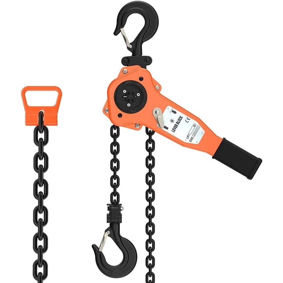 Amarite Lever Chain Hoist , 1650Lbs 5ft Load,  G80 Galvanized Carbon Steel Chain Manual Hoist, For Industrial  Garage Factory Dock