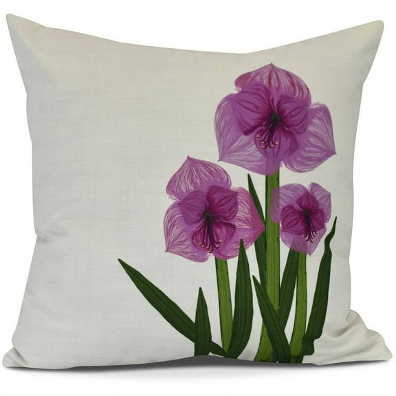 Amaryllis Floral Print Outdoor Pillow