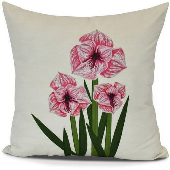 Amaryllis Floral Print Outdoor Pillow