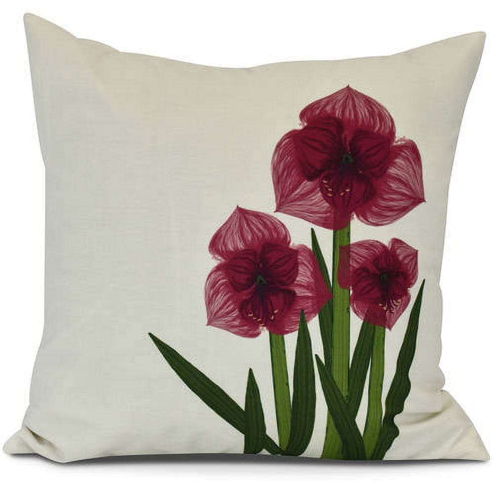 Amaryllis Floral Print Pillow