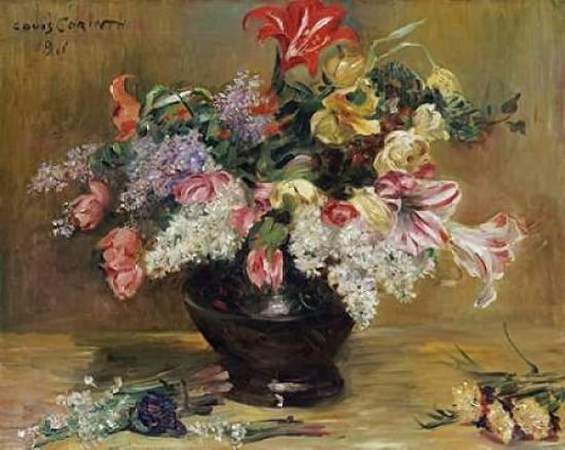Amaryllis Lilac and Tulips Canvas Art - Lovis Corinth (24 x 30)
