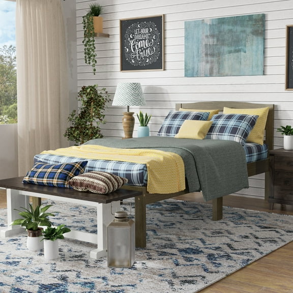 Amaryllis Solid Wood Platform Bed, Twin, Brushed Gray