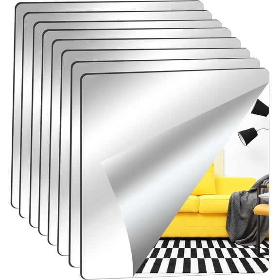 AmasSmile® Wall Mirror Full Length 12'' X 14'' X 4PCS Self Adhesive Acrylic Mirror Tiles Shatterproof 2MM Thick Mirror Stickers Gym Mirrors for Home Gym Door Mirror Make Up Mirror for Bedroom